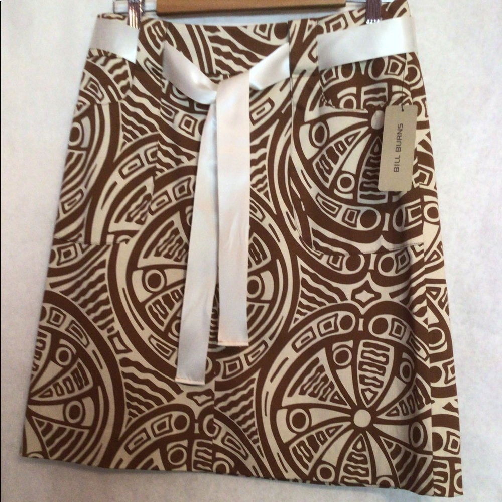 NWT Bill Burns Tan/Brown/Ivory Skirt size 8